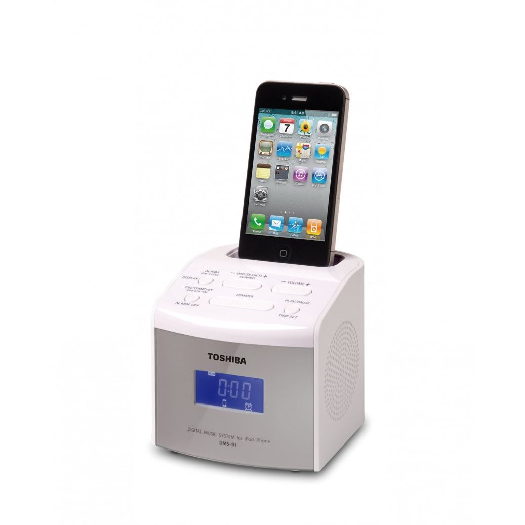 Toshiba Alarm Clock Radio for iPod iPhone 110/220V W/ USB and Stereo Line Input