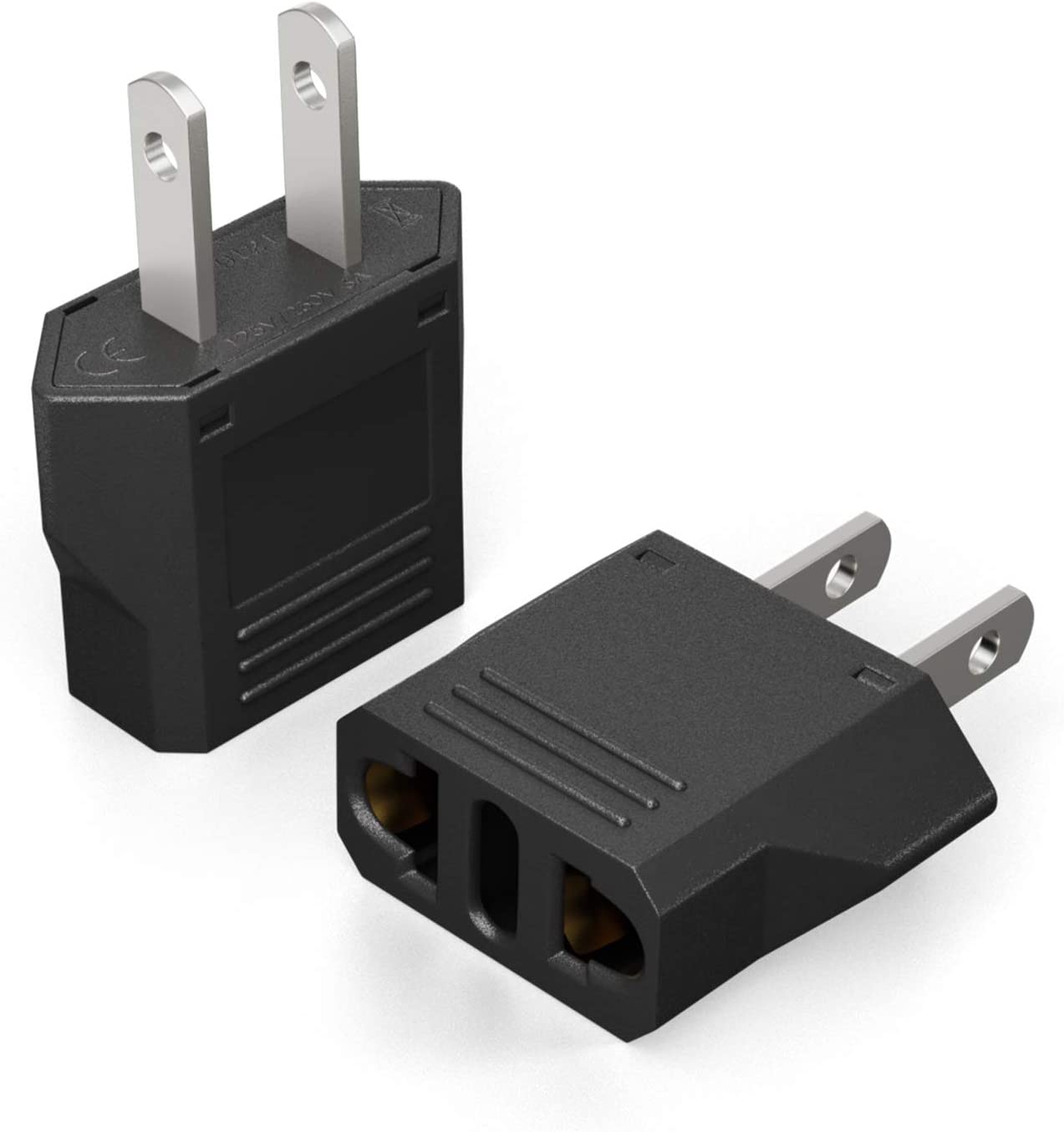 MF-7 European To American Outlet Plug Adapter Black EU To US Travel Power Adapter Converter Plug Type A