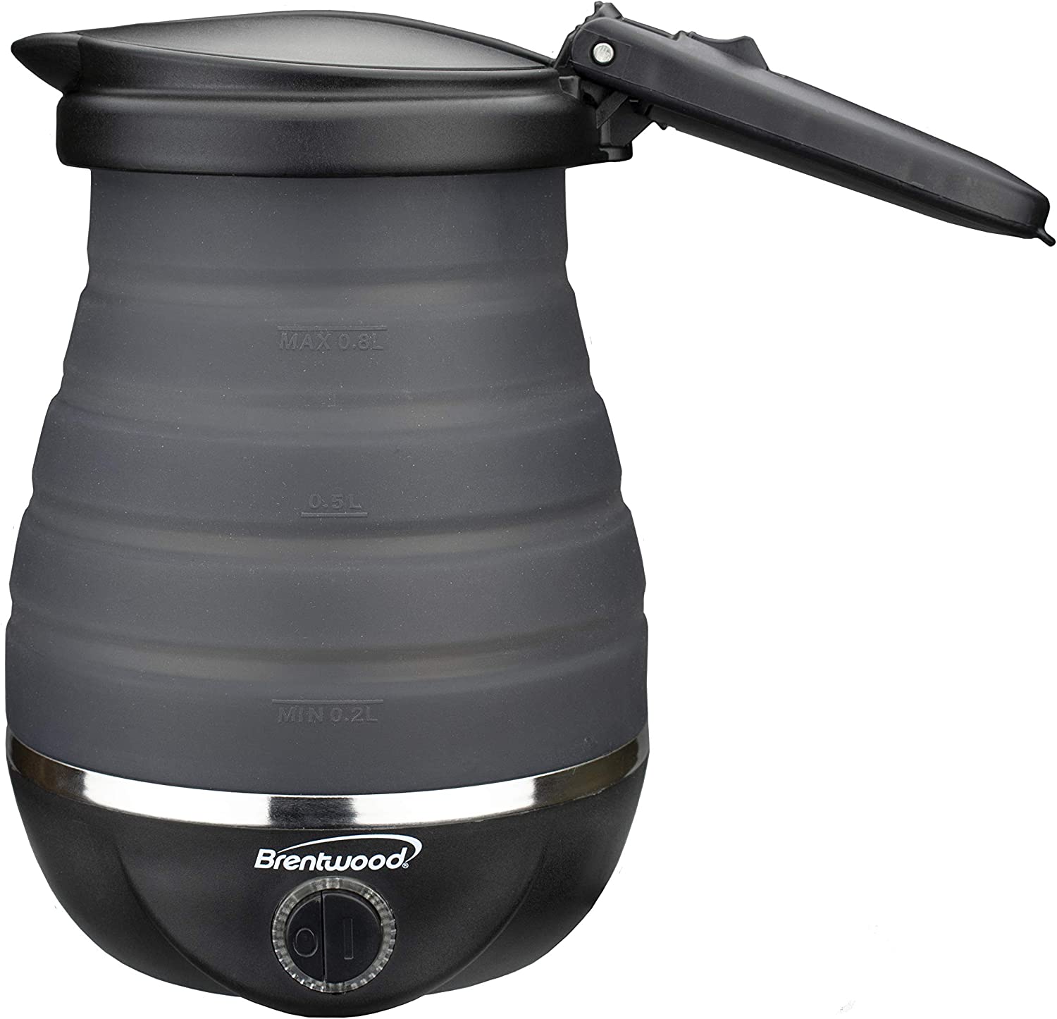 Brentwood Black KT-1508BK 0.8 Ltr, Dual-Voltage Collapsible-Travel Kettle 110-220-Volt