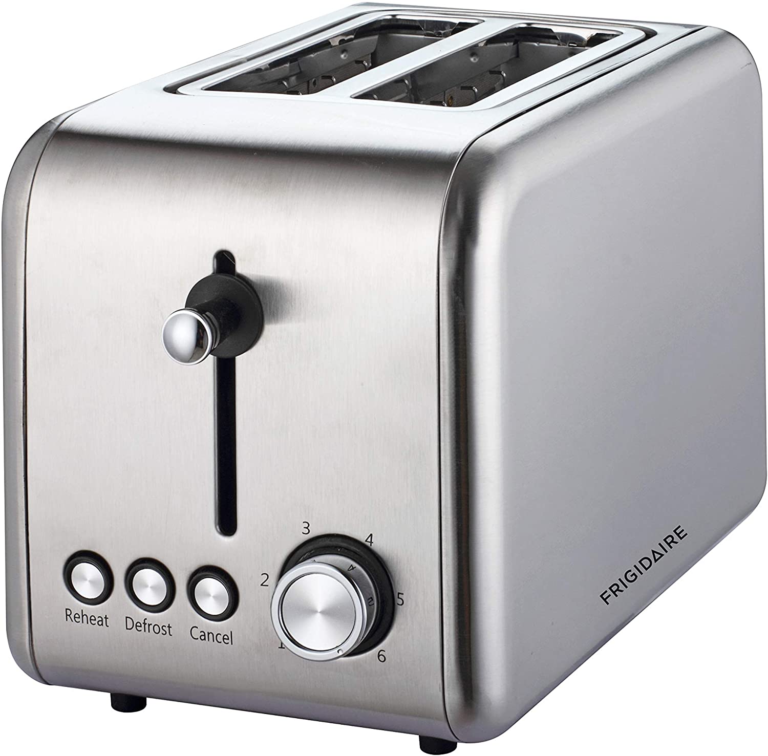 With an elegant combination of brushed and polished metal body, this toaster will look great in any kitchen. The Scene 2 slot long toaster FD3112 from Frigidaire can toast up to 4 slices of bread or baguette style bread and features an adjustable browning 