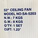 Sakura 52" 220 Volt Polished Brass Ceiling Fan with Four Lights For Export