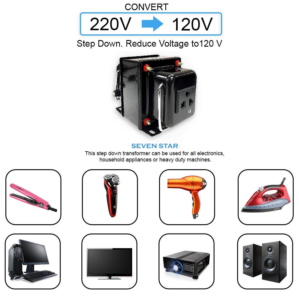 Seven Star SS209 50 Watt Step Down Travel Converter 220v to 110v
