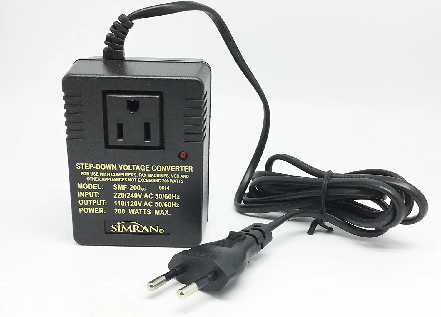 Simran SMF-200 200 Watt 220/240V to 110/120V AC Step Down Travel Voltage Converter 