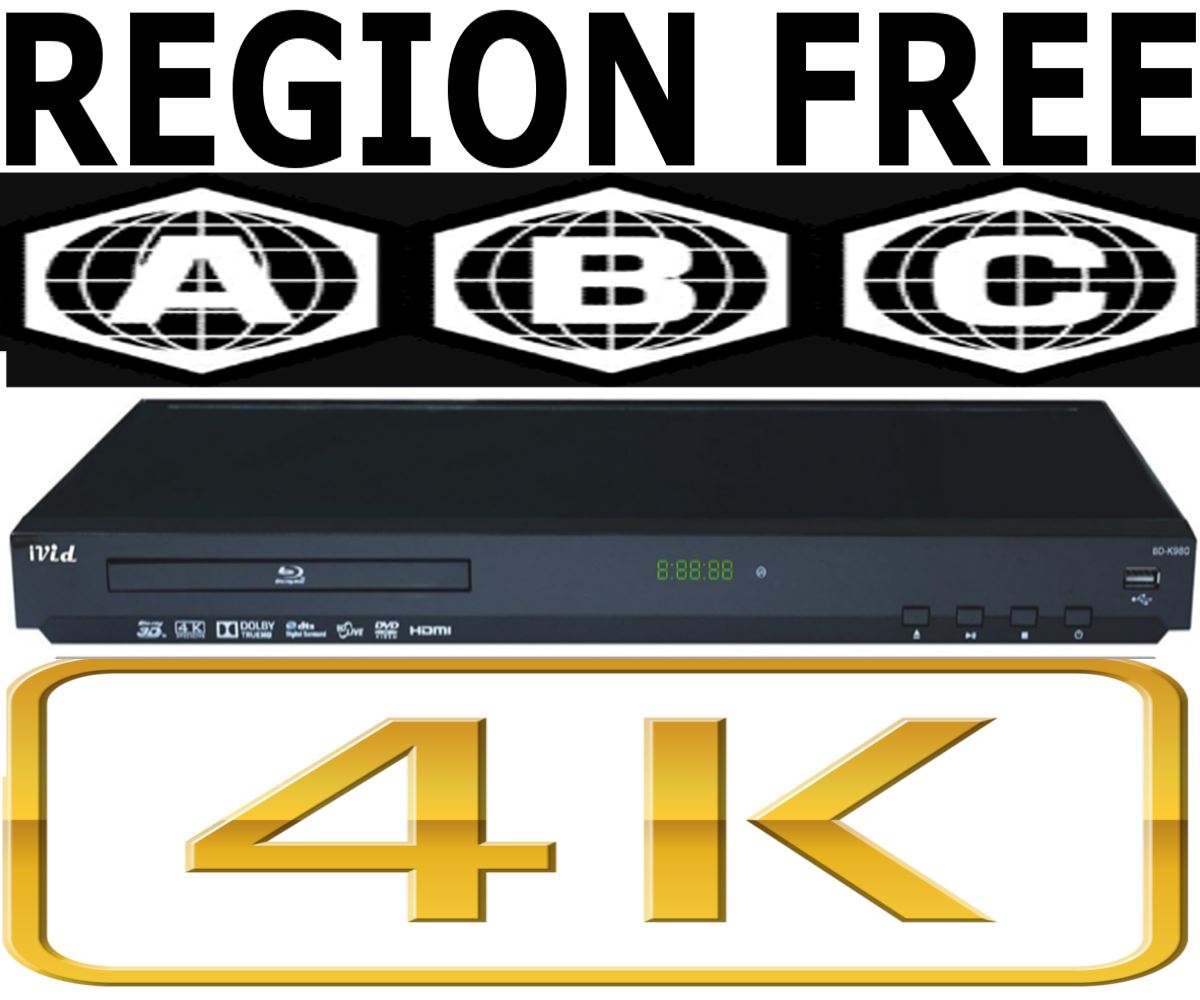 iVid Top Brand 4K 3D WiFi Region Free Blu Ray DVD Player All Region Code Free Multi Region Multi Zone 110 220 Dual Voltage