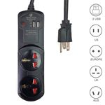 Seven Star SS505 Universal Surge Protector USB Ports 2A Quick Charging Outlet Travel Power Strip For Multiple Devices